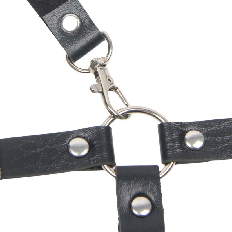 Портупея зі штучної шкіри Star Night Punk Leather з ланцюжками, чорна, OS - Зображення 3