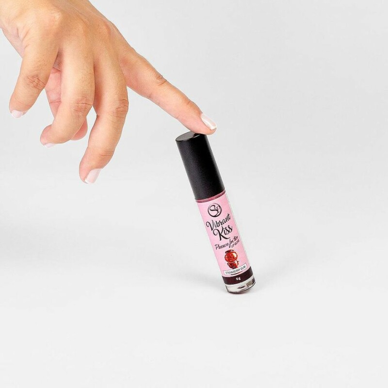 Блиск для губ із вібрацією Secret Play Vibrant Kiss Strawberry Gum зі смаком, для орального сексу, 6 г - Зображення 2