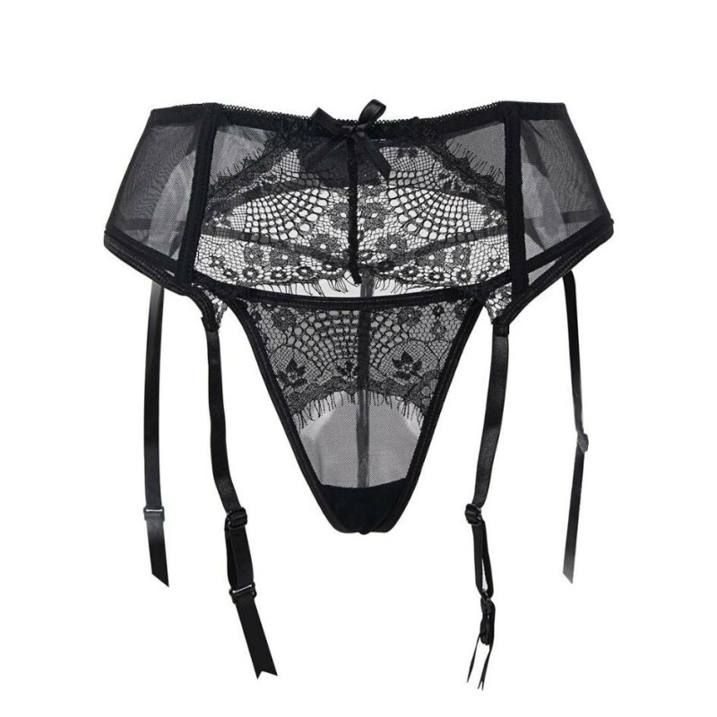 Пояс для панчіх з трусиками Star Night Garter Panty з мереживом, чорний, XS-S - Изображение 3