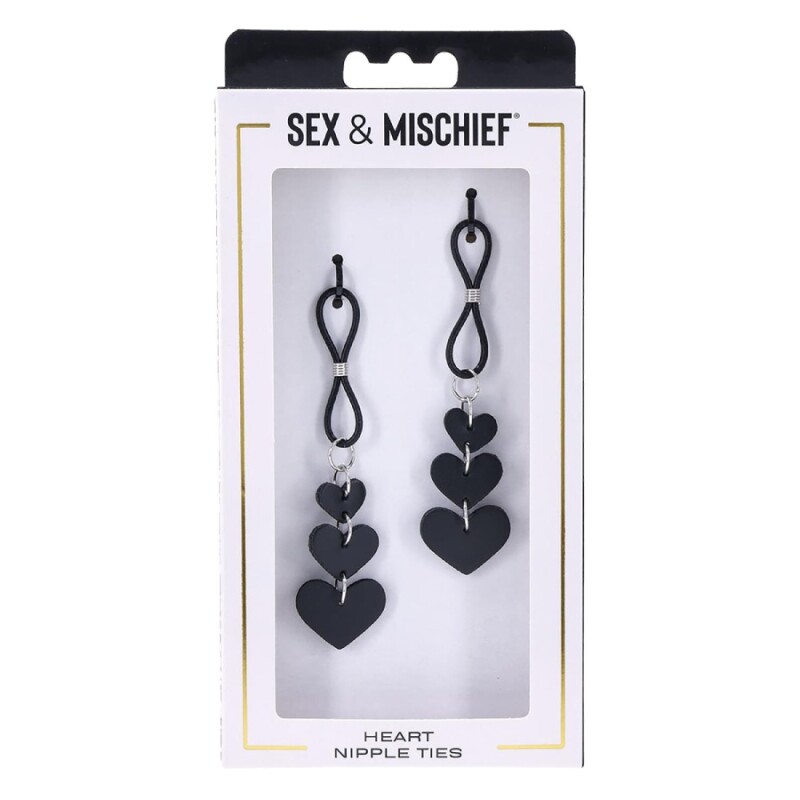 Затискачі для сосків Sex &amp; Mischief у формі сердець, чорні - Зображення 1