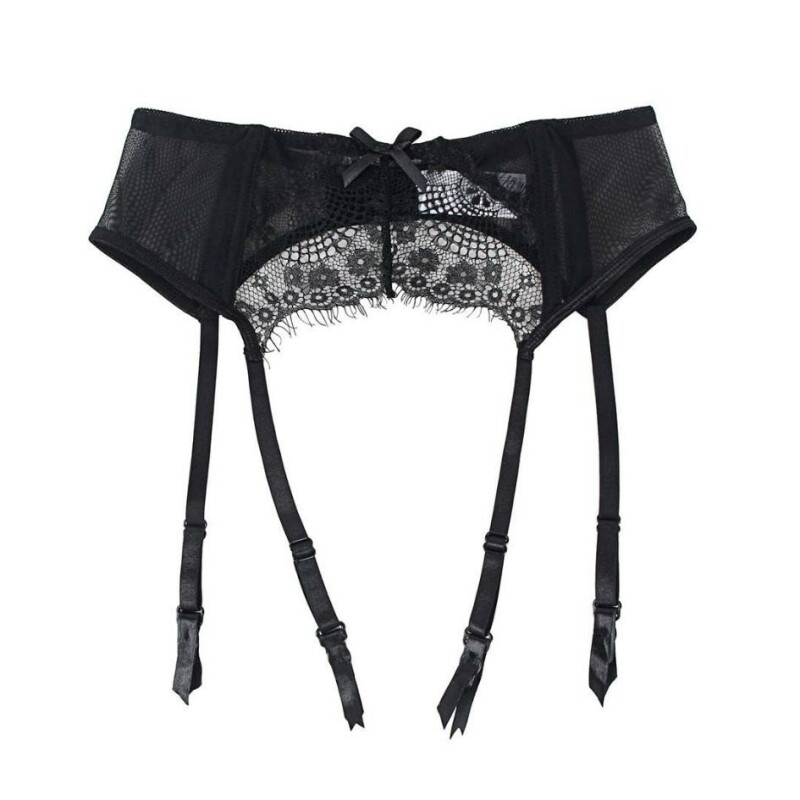 Пояс для панчіх з трусиками Star Night Garter Panty з мереживом, чорний, XS-S - Изображение 1