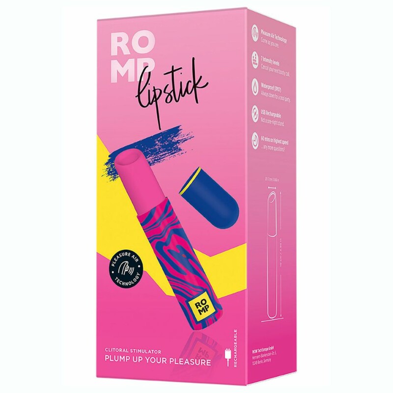 Кліторальний стимулятор вакуумний Romp Lipstick у формі помади, рожевий - Зображення 9