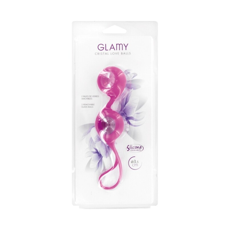 Вагінальні кульки Glamy Cristal Love Balls рожеві, 15.5 х 3.5 см - Зображення 1