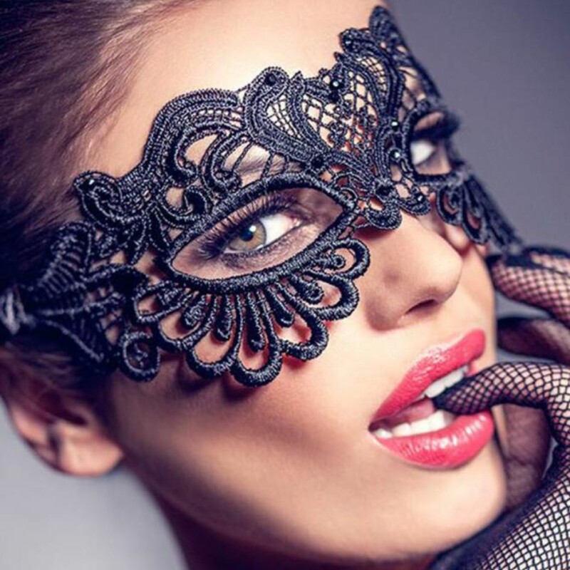 Маска на очі мереживна Star Night Lace Eye Mask на зав'язках, чорного кольору, 2 шт