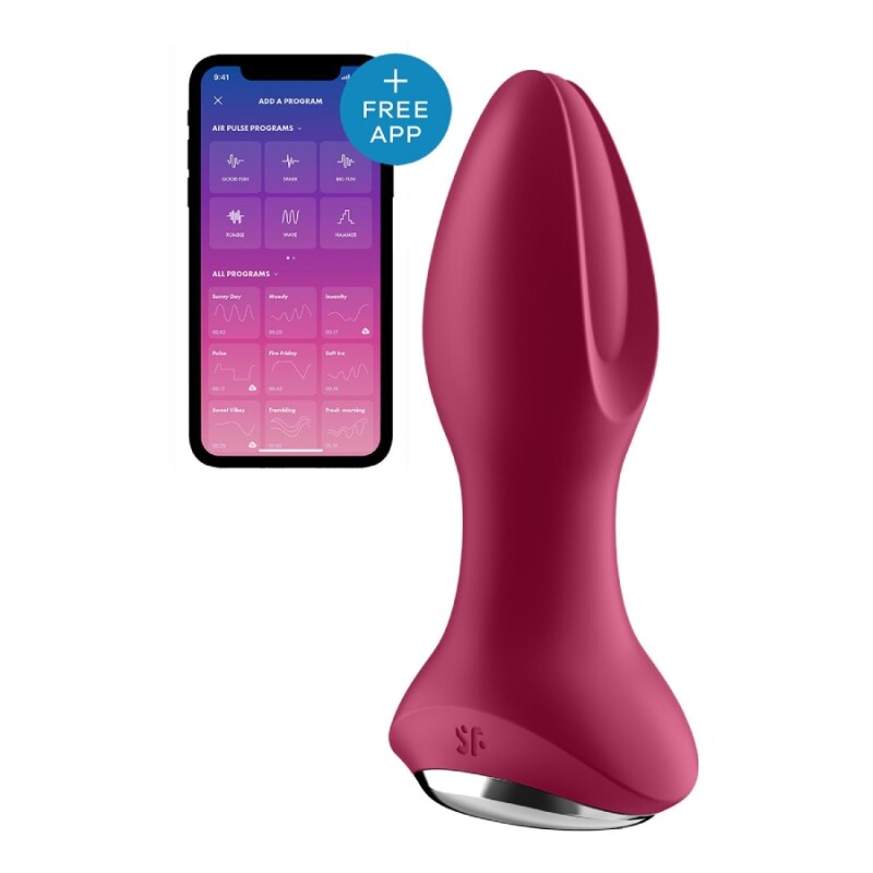 Анальний вібратор Satisfyer Rotator Plug 2+ з додатком та ротацією, бордова, 13.5 х 5.5 см