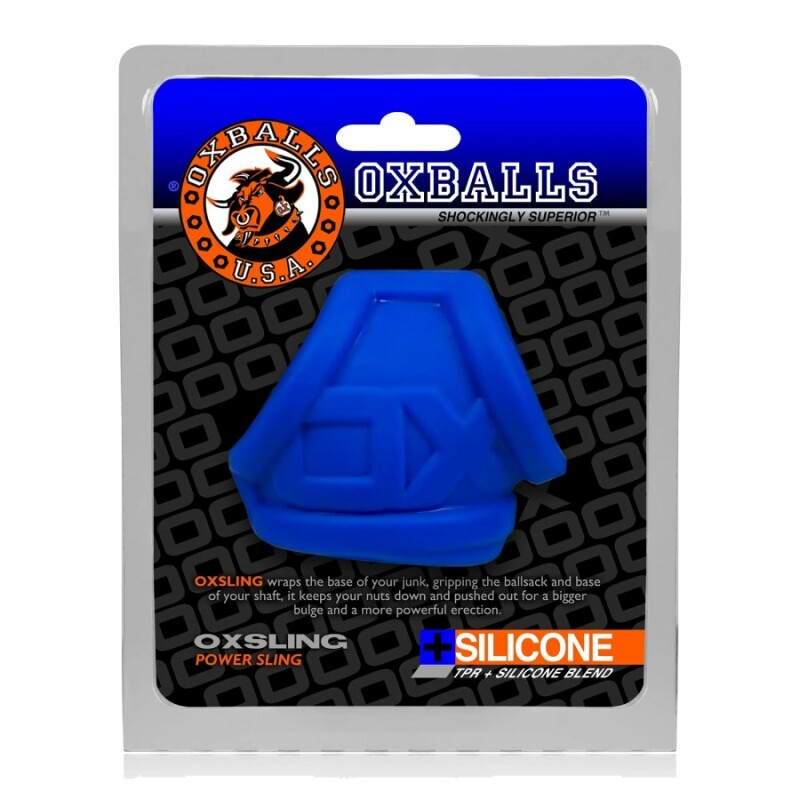Ерекційне кільце на член та мошонку Oxballs OXSLING блакитне, 5.7 х 3.2 см