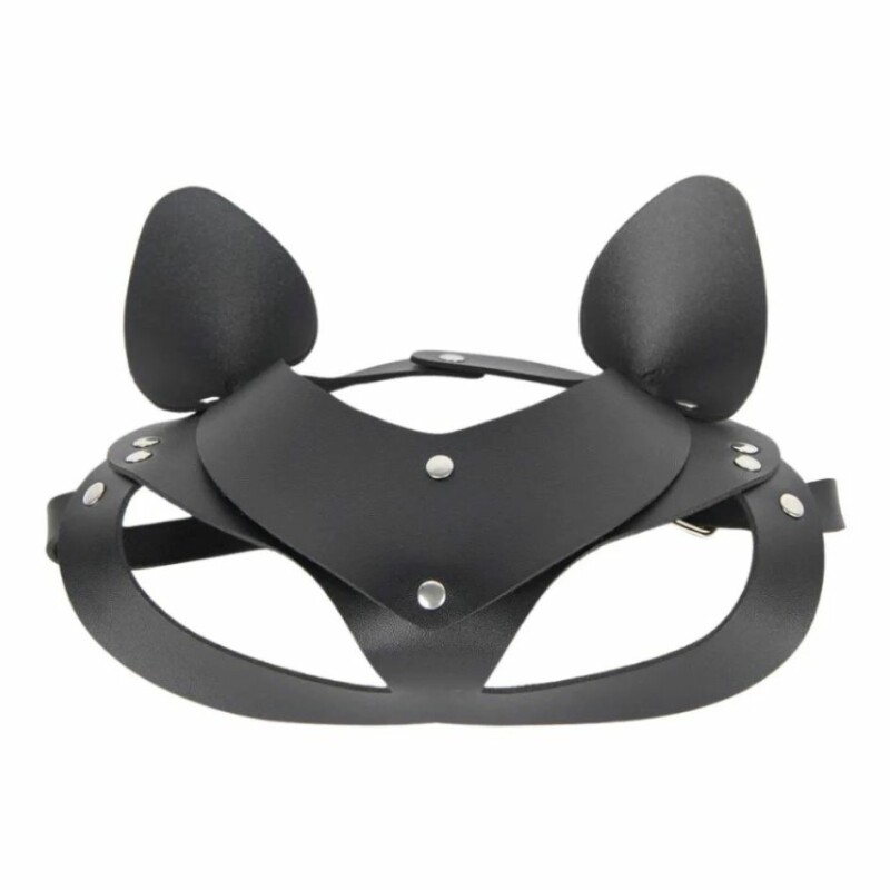 Маска кішечки з екошкіри Star Night Cat Eye Mask з металевою фурнітурою, чорна - Зображення 1