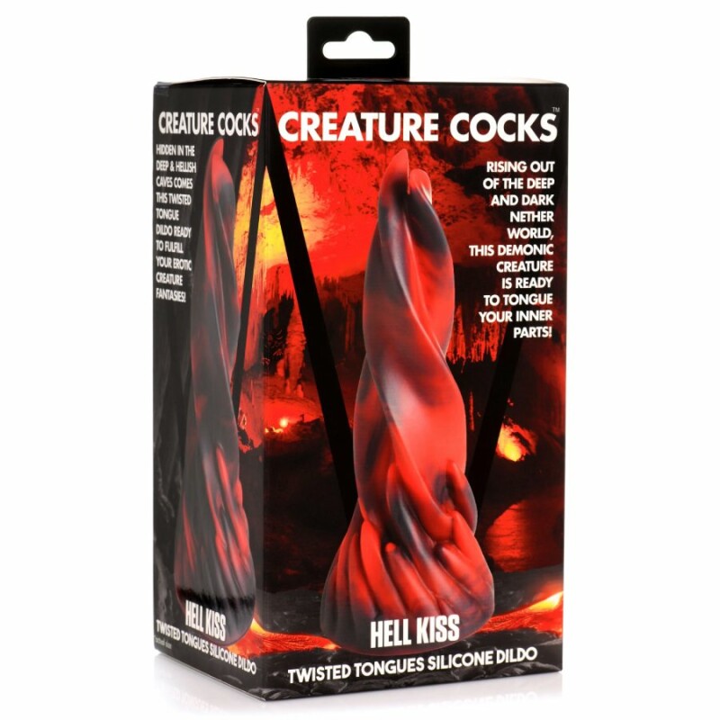 Фалоімітатор нереалістичний XR Brands Hell Kiss Twisted Tongues на присосці, червоно-чорний, 18.8 х 5.6 см - Зображення 1