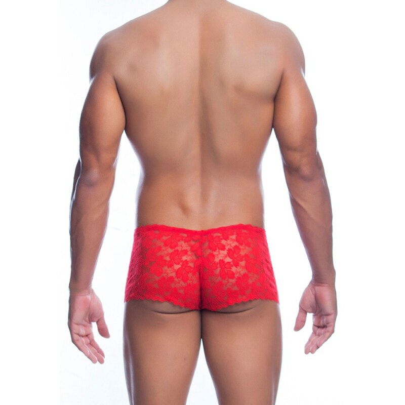 Чоловічі труси-боксери MOB Eroticwear Rose мереживні, червоні, L-XL - Изображение 1