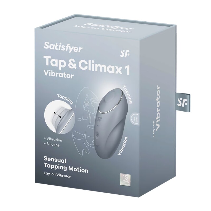 Вібратор Satisfyer Tap & Climax 1 для клітора, сірий, 11 х 4.8 см - Зображення 1