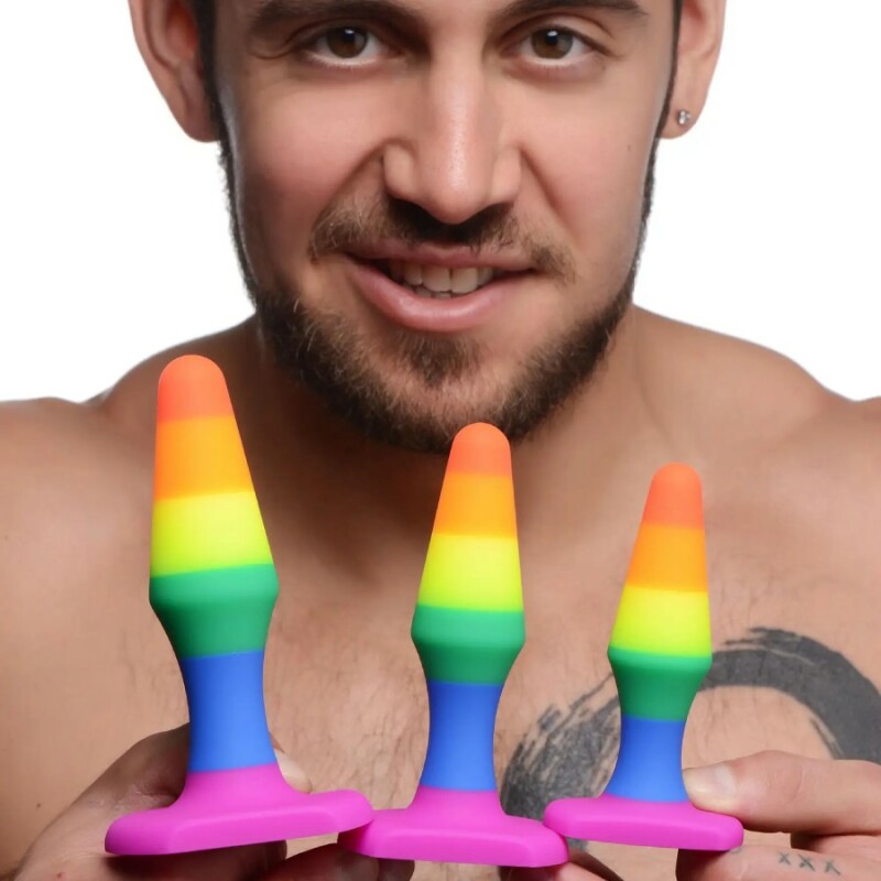Набір анальних пробок Frisky Rainbow різнокольоровий, 3 шт - Зображення 1