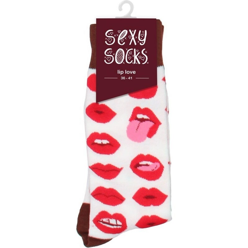 Шкарпетки Shots Sexy Socks Lip Love, біло-червоні, 36-41 - Изображение 1