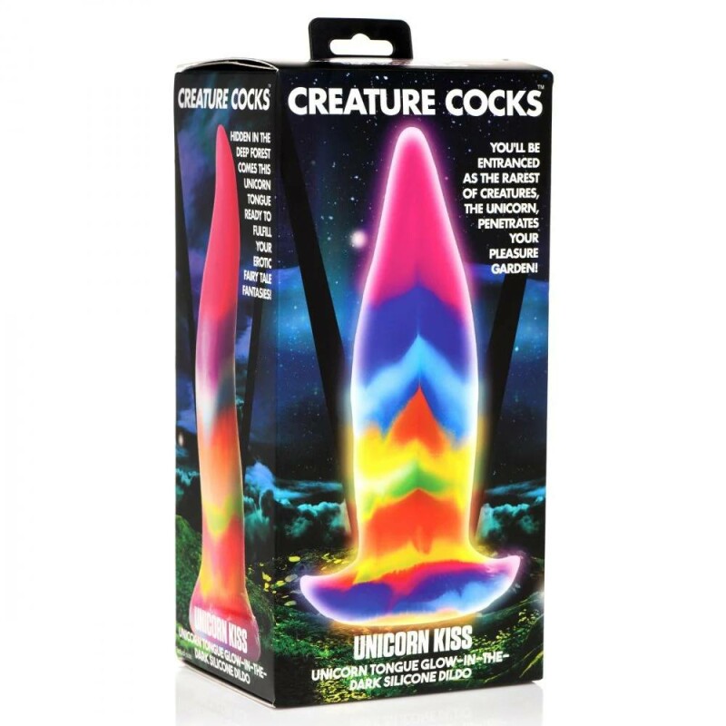 Фалоімітатор у вигляді язика XR Brands Unicorn Kiss світиться у темряві, різнокольоровий, 21.3 х 5.8 см - Изображение 1