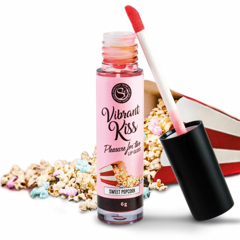 Блиск для губ із вібрацією Secret Play Vibrant Kiss Sweet Popcorn зі смаком, для орального сексу, 6 г