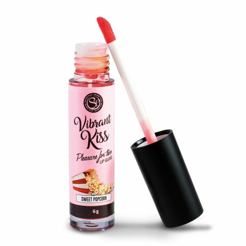 Блиск для губ із вібрацією Secret Play Vibrant Kiss Sweet Popcorn зі смаком, для орального сексу, 6 г - Изображение 1