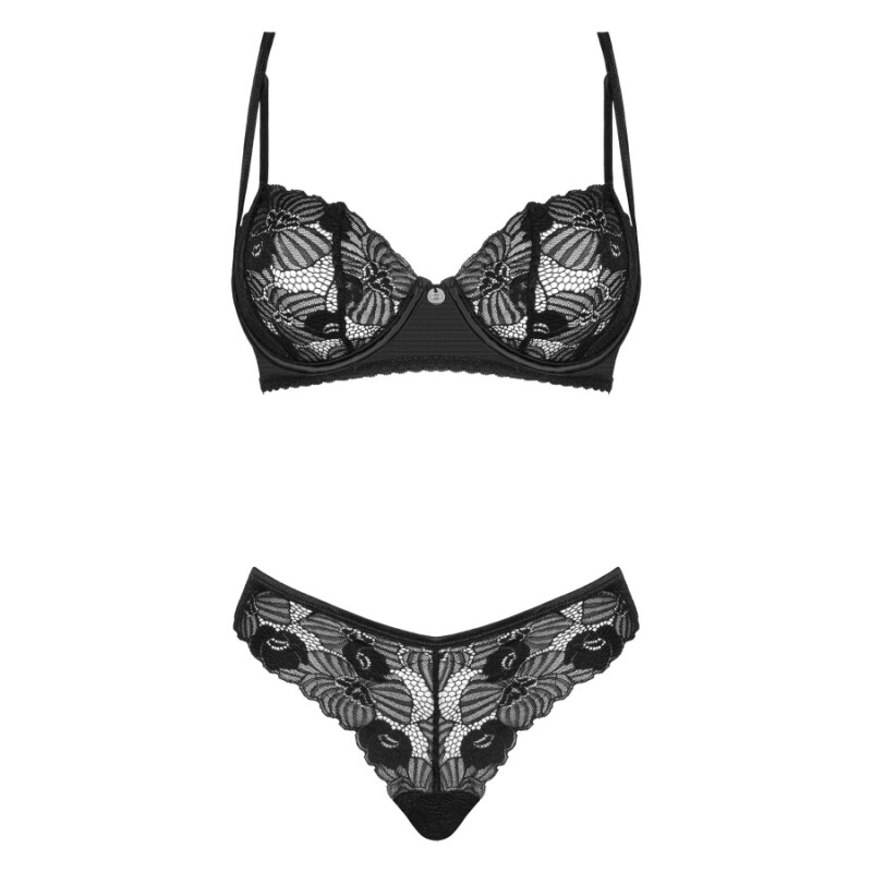 Комплект трусики та бюстгальтер Obsessive Serena Love Set, чорний, XS-S - Изображение 2