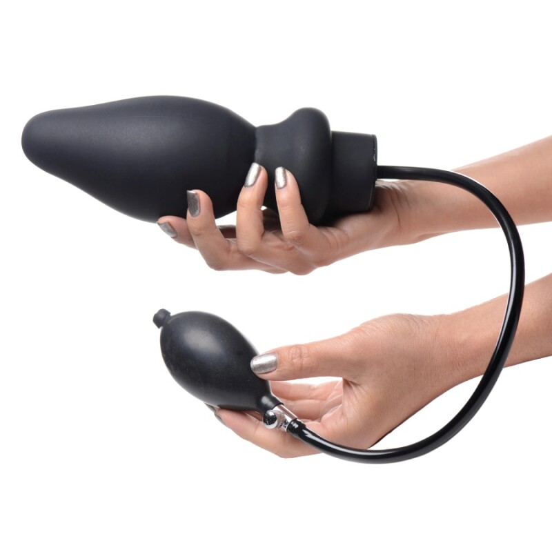 Анальна пробка XR Brands Ass-Pand з накачкою грушею, чорна, 19.8 х 4.6 см - Зображення 2