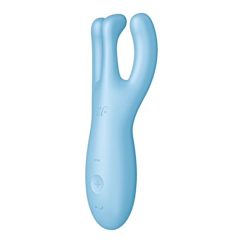 Вібратор Satisfyer Threesome 4 з підключенням до додатка, блакитний, 14 х 4.5 см - Изображение 2