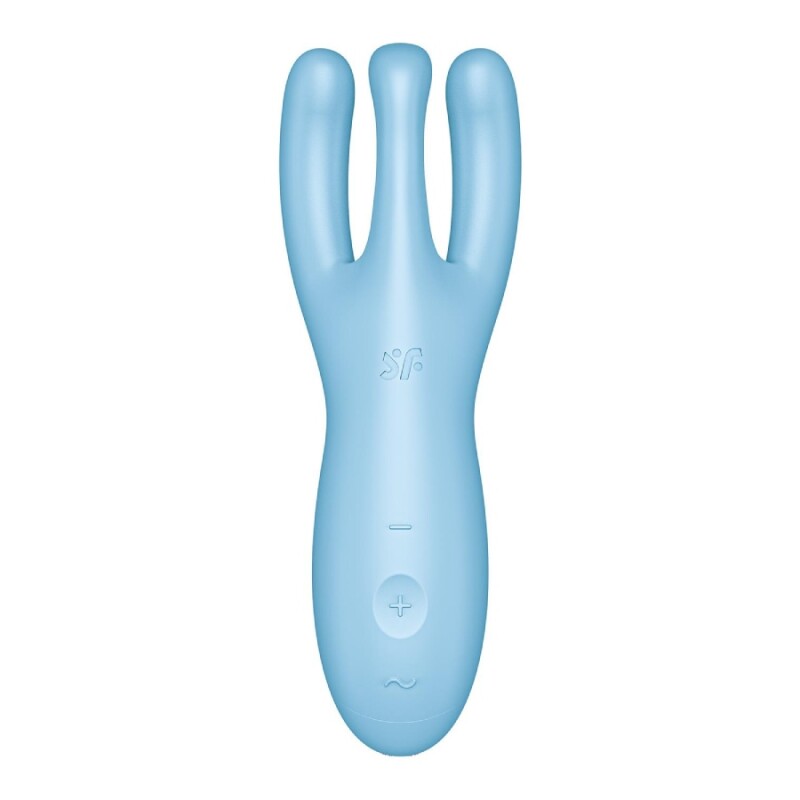 Вібратор Satisfyer Threesome 4 з підключенням до додатка, блакитний, 14 х 4.5 см - Изображение 3