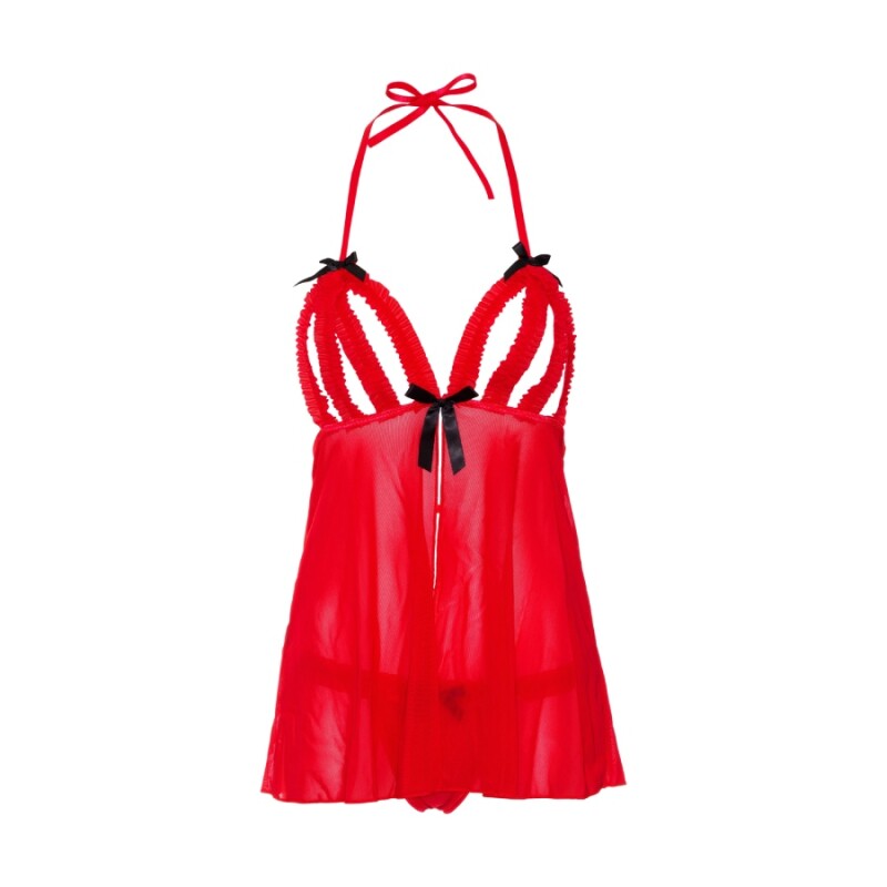 Бебідол та стрінги Daring Intimates з рюшками, червоні, S-M - Изображение 4