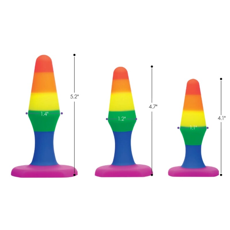 Набір анальних пробок Frisky Rainbow різнокольоровий, 3 шт - Зображення 4