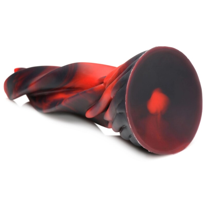 Фалоімітатор нереалістичний XR Brands Hell Kiss Twisted Tongues на присосці, червоно-чорний, 18.8 х 5.6 см - Зображення 5