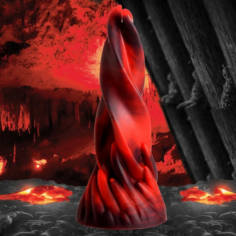 Фалоімітатор нереалістичний XR Brands Hell Kiss Twisted Tongues на присосці, червоно-чорний, 18.8 х 5.6 см - Зображення 6
