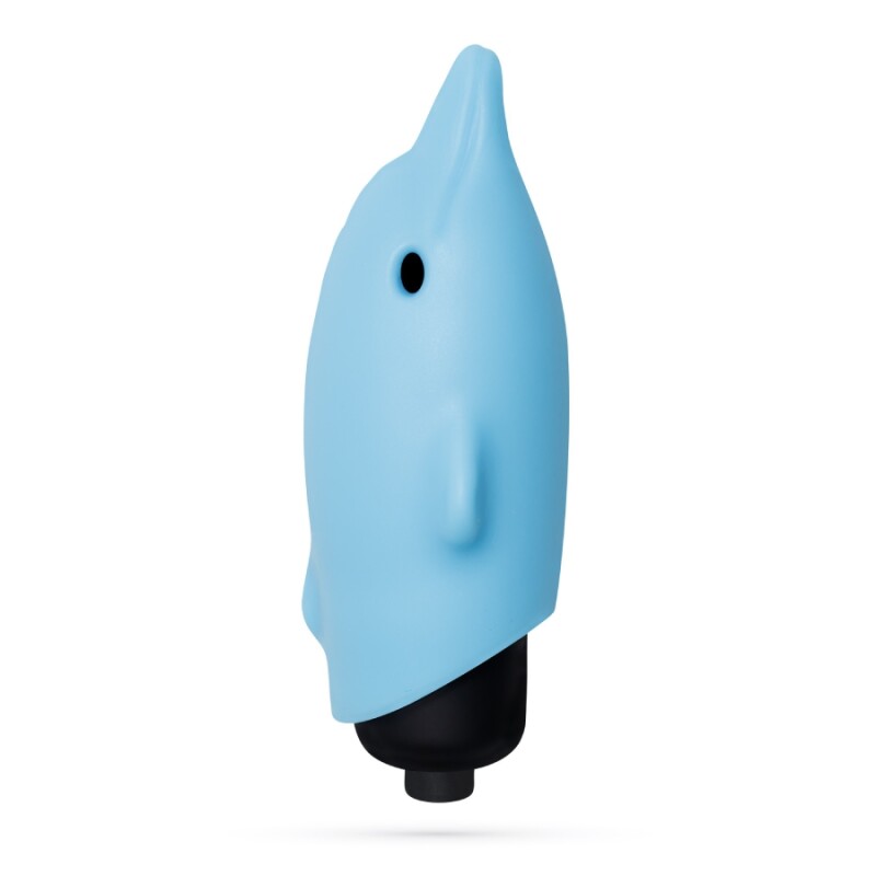 Міні-вібратор Crushios Dolphin з 10 швидкостями, блакитний, 7.5 х 2.6 см