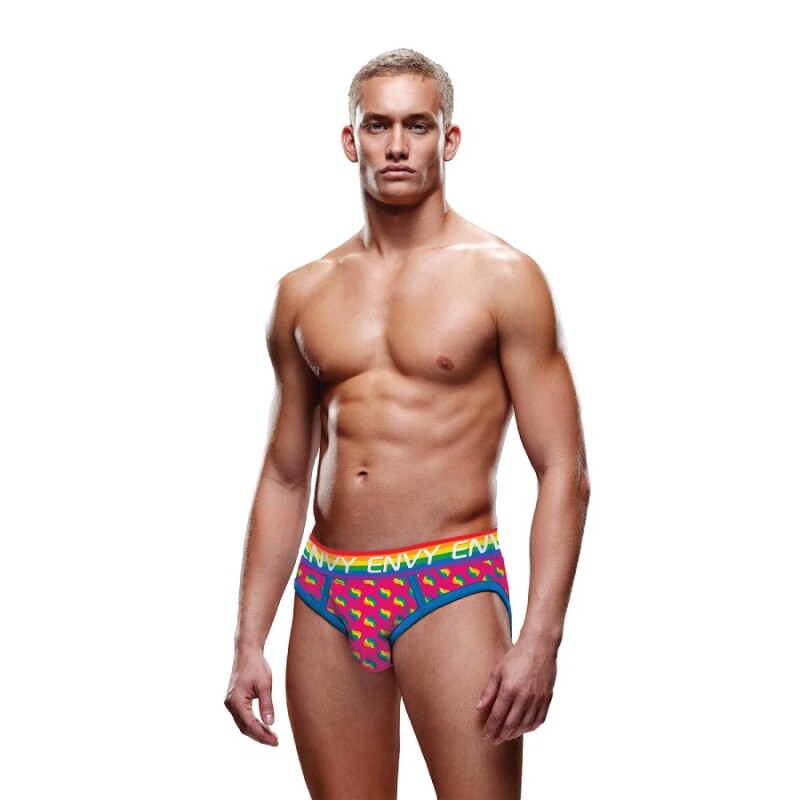 Труси чоловічі Envy Menswear Rainbow Hearts з відкритим задом, різнокольорові, S-M