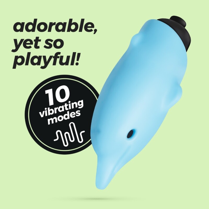 Міні-вібратор Crushios Dolphin з 10 швидкостями, блакитний, 7.5 х 2.6 см - Зображення 6