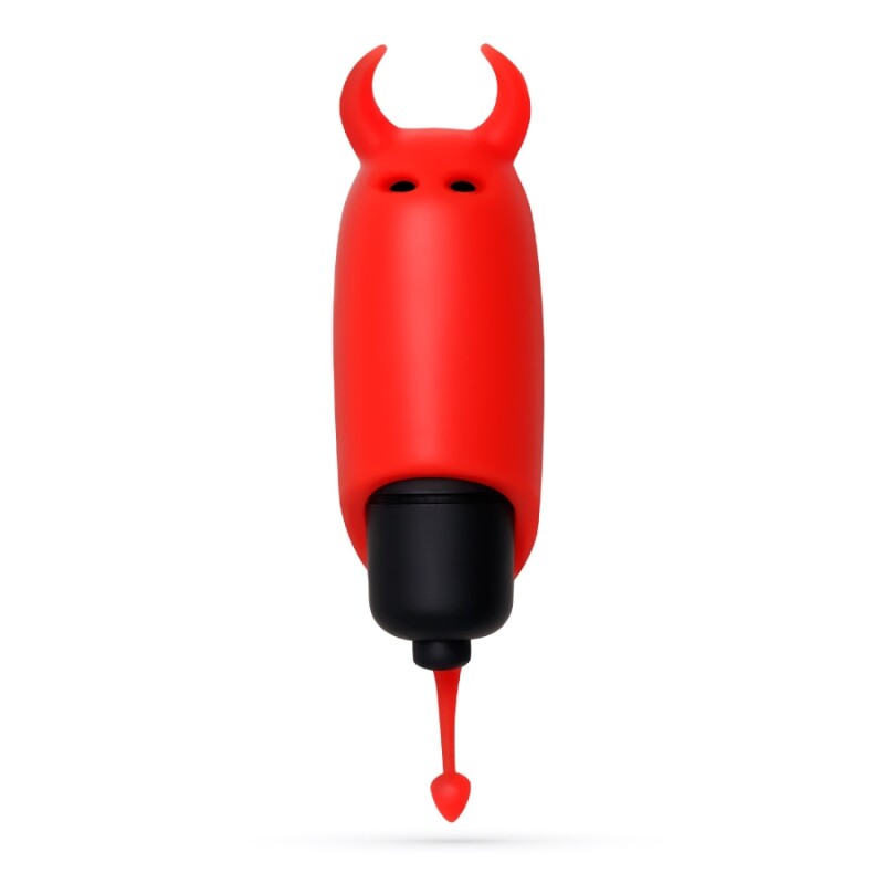 Міні-вібратор віброкуля з насадкою Crushios O-Pet Devil червоного кольору, 9.2 х 2.5 см - Изображение 1
