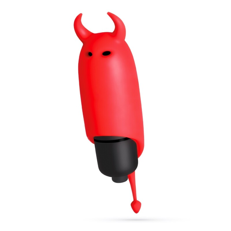 Міні-вібратор віброкуля з насадкою Crushios O-Pet Devil червоного кольору, 9.2 х 2.5 см - Изображение 3