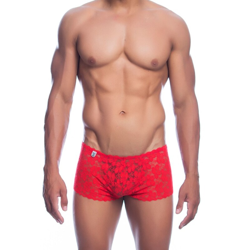 Чоловічі труси-боксери MOB Eroticwear Rose мереживні, червоні, L-XL