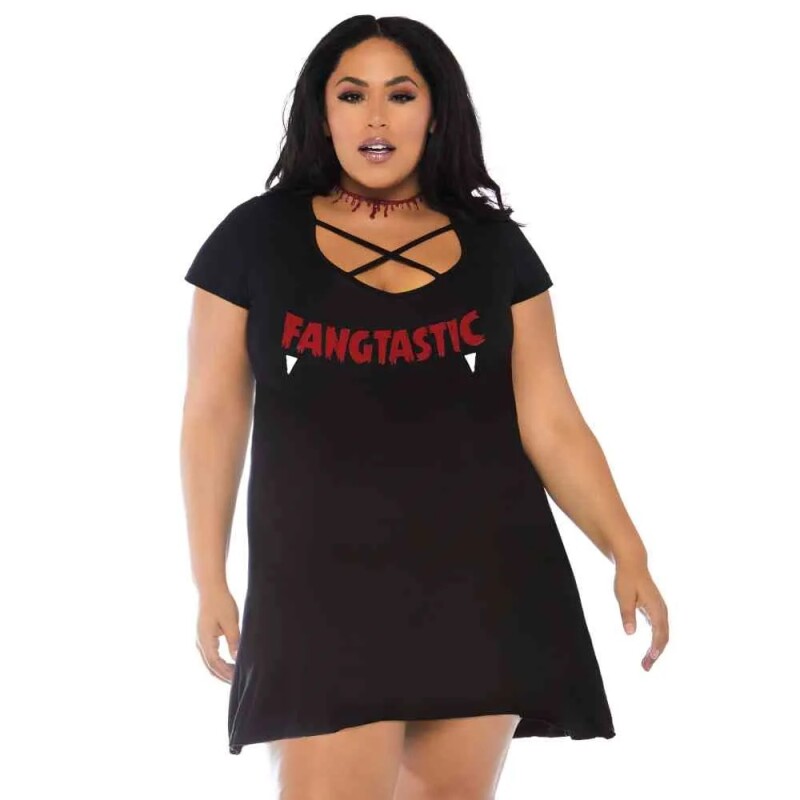 Сукня Leg Avenue Fangtastic Jersey з принтом, чорна, Plus Size