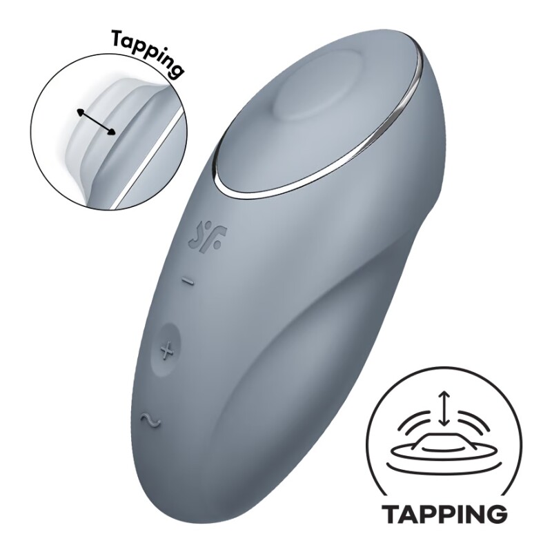 Вібратор Satisfyer Tap &amp; Climax 1 для клітора, сірий, 11 х 4.8 см