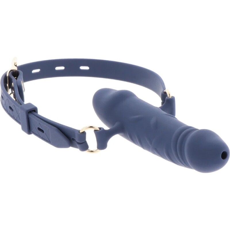 Кляп у вигляді пеніса Taboom Silicone Supreme, силіконовий, синій, 3.5 см (пошкоджена упаковка) - Зображення 1