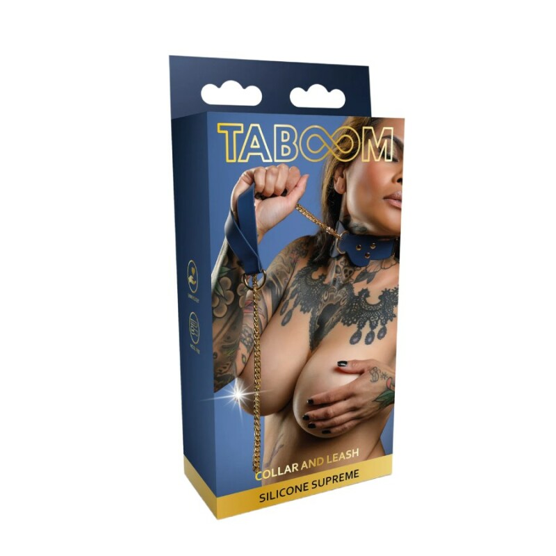 Нашийник із повідцем Taboom Silicone Supreme, силіконовий, синій