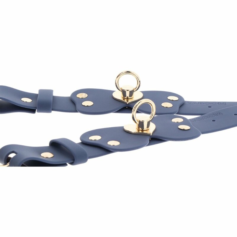 Поножі силіконові із золотою фурнітурою Taboom Silicone Supreme Ankle Cuff Set із застібками, сині, 36.5 см - Зображення 4