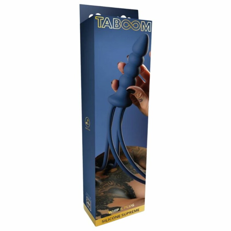 Флогер із ручкою у вигляді анальної пробки Taboom Silicone Supreme, силіконовий, синій