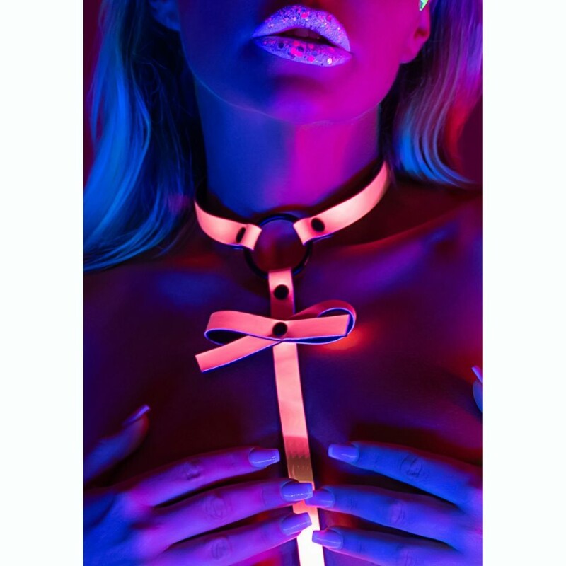 Портупея, що світиться в темряві Taboom Glow In The Dark з бантиком, рожевий, S-M - Зображення 2