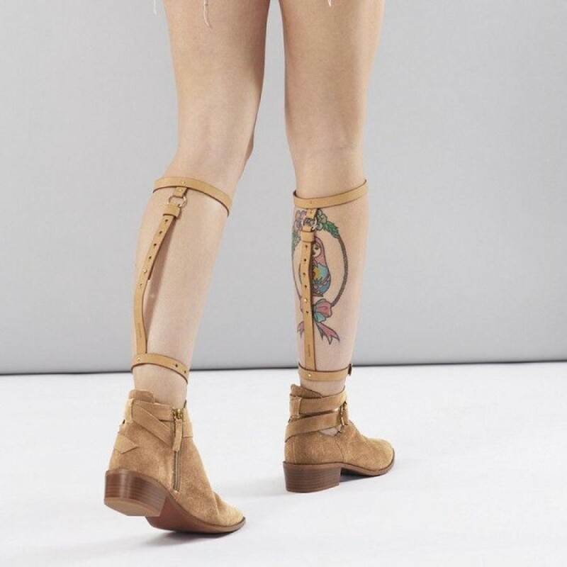 Гартери для гомілок Bijoux Indiscrets Maze Back Leg Garter, коричневі