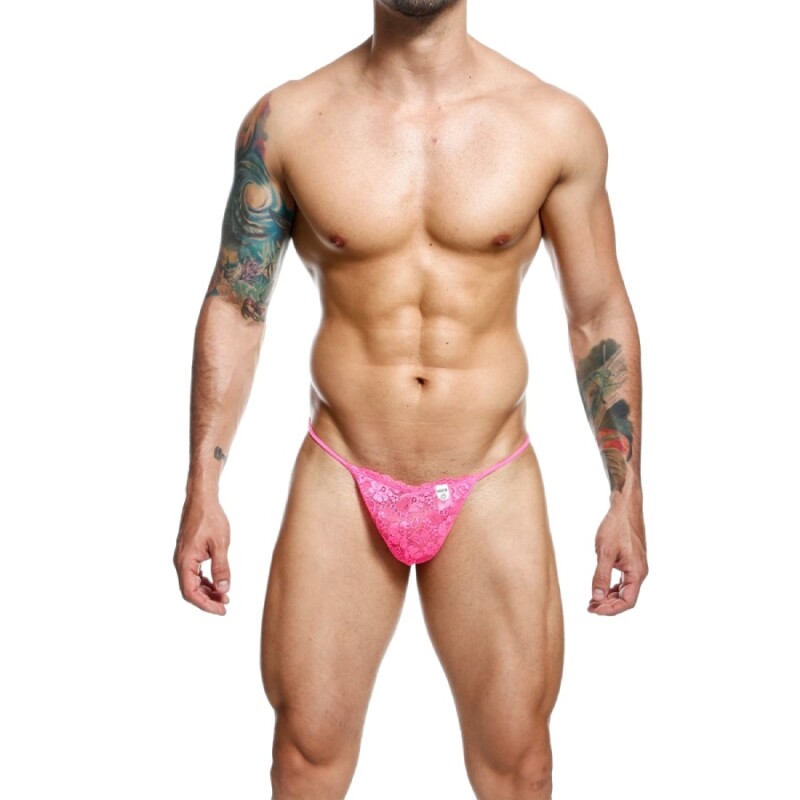 Чоловічі стрінги Mob Eroticwear з мереживом рожеві, L-XL