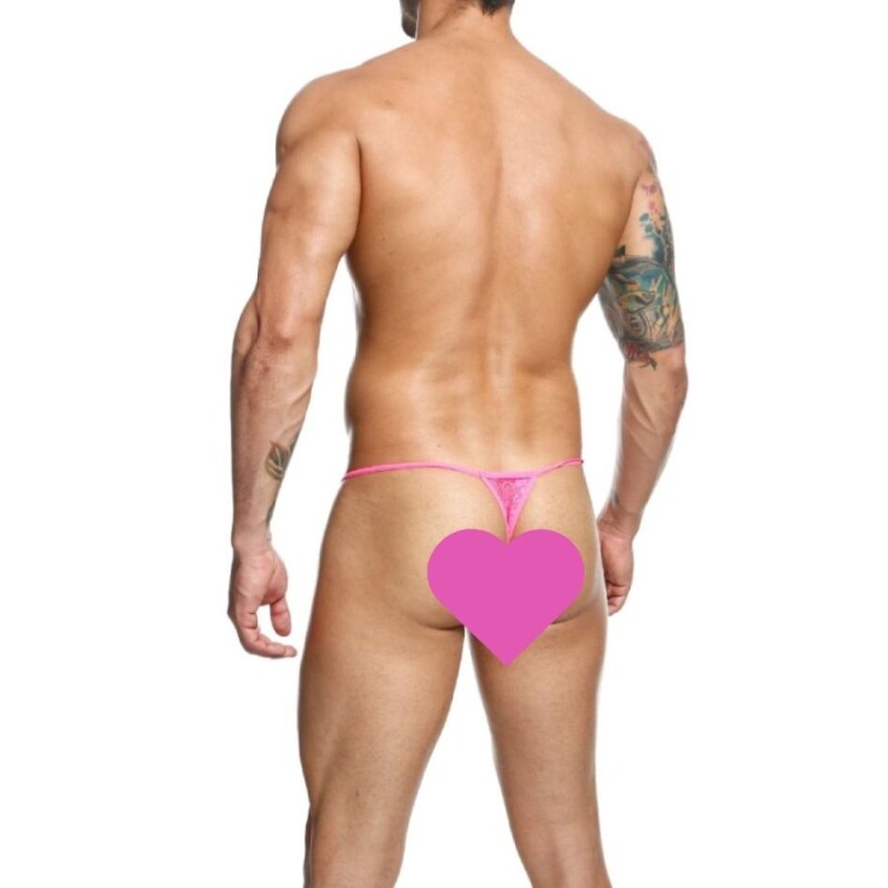 Чоловічі стрінги Mob Eroticwear з мереживом рожеві, L-XL - Зображення 1