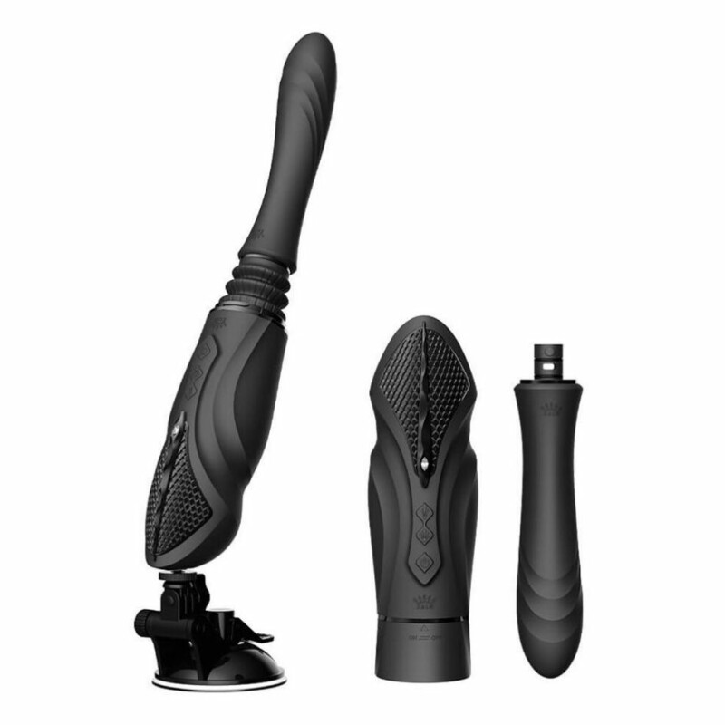 Секс-машина вібратор з 2 насадками Zalo Sesh Obsidian Black з контролем з додатка і пультом, з підігрівом, чорна - Изображение 1