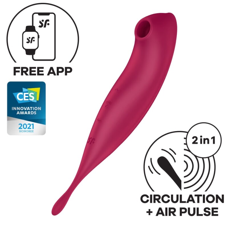 Вібратор для клітора Satisfyer Twirling Pro з вакуумною стимуляцією, червоний, 20 х 4 см