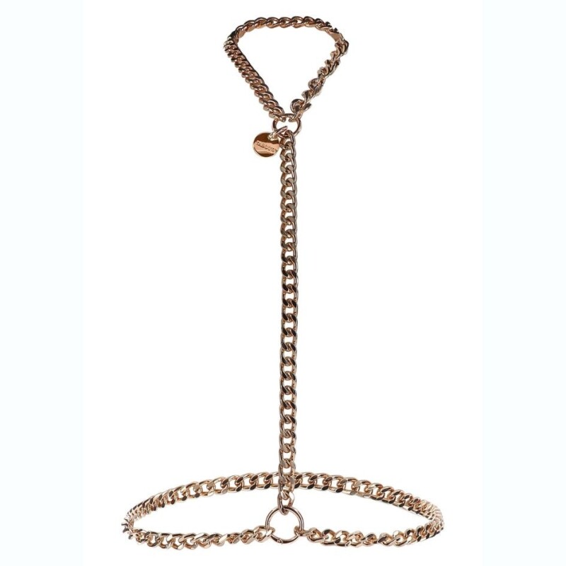 Збруя з нашийником із ланцюга, L-XL, Taboom Dona Statement Harness, золота - Зображення 1