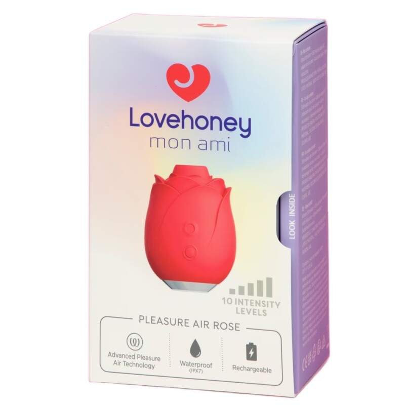 Вакуумний стимулятор клітора Lovehoney mon ami Pleasure Air Rose у виглядi троянди, червоний, 17.8 см х 7.6 см - Зображення 1