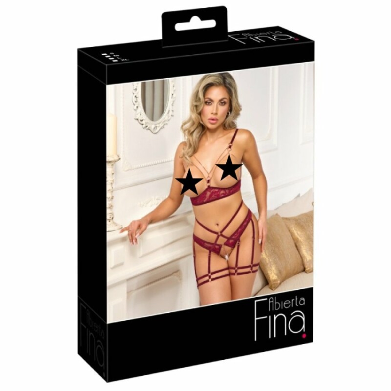 Набір Abierta Fina Suspender Set, з відкритим бюстом, червоний, S - Изображение 4