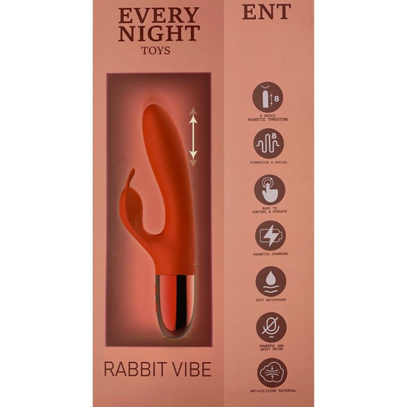 Вібратор-кролик з поступальними рухами Every Night Toys для точки G червоний, 21 х 3.4 см - Зображення 5