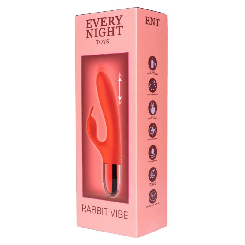 Вібратор-кролик з поступальними рухами Every Night Toys для точки G червоний, 21 х 3.4 см - Зображення 1